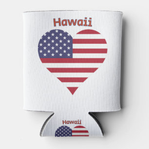 Porta-lata Hawaii American Flag Heart