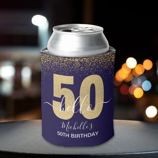 Porta-lata Hello 50! -Birthday - 50th Women's  Gold glitter (Criador carregado)