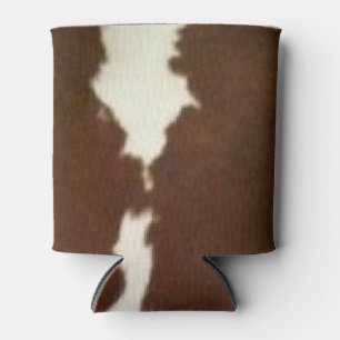 Porta-lata Hereford Brown e White Faux Cowhide Can Cooler