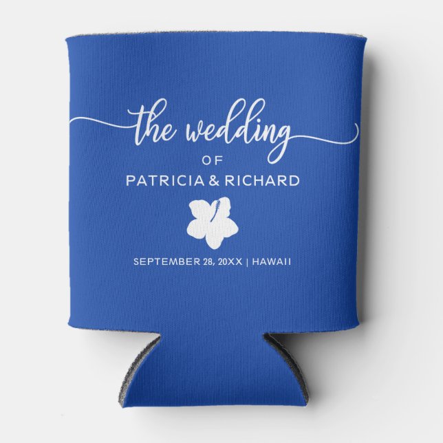 Porta-lata Hibiscus Beach Destino Casamento Royal Blue (Frente)