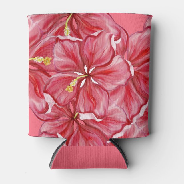 Porta-lata Hibiscus e rendas RED (Frente)