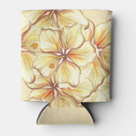 Porta-lata Hibiscus & lace AMARELO