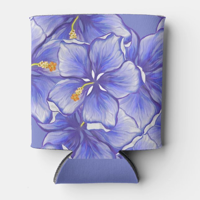 Porta-lata Hibiscus & lace BLUE (Frente)