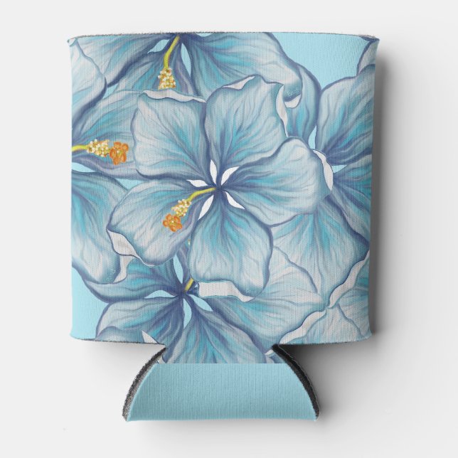 Porta-lata Hibiscus & lace TURQUOISE (Frente)