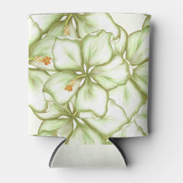 Porta-lata Hibiscus & lace WHITE