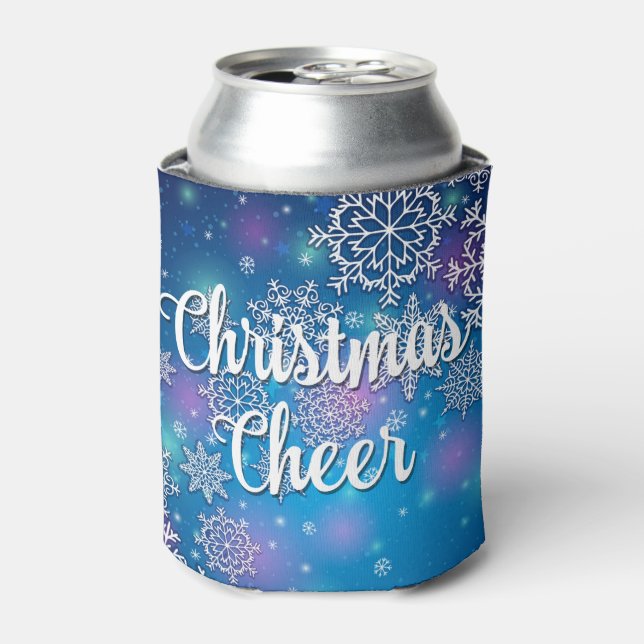 Porta-lata Holiday Snowflakes, Cheque de Natal (Can Front)