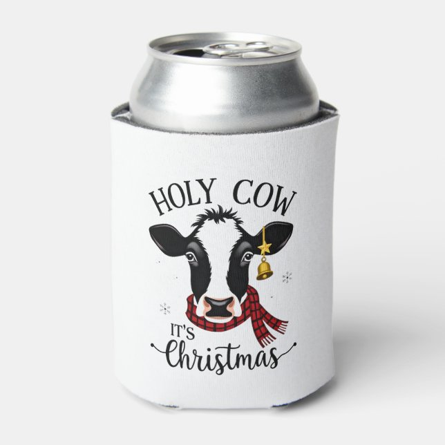 Porta-lata Holy Cow It's Christmas Funny Cow Lover Farm Anima (Can Front)