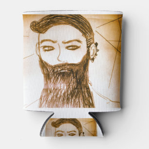 Porta-lata homem barbudo mangá anime em mundo distorcido