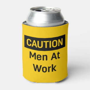Porta-lata Homens de CUIDADO no Trabalho Amarelo e Negro
