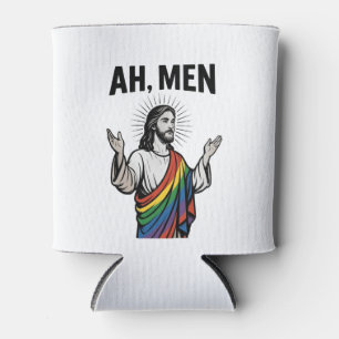 Porta-lata Homens Engraçados LGBT Orgulho gay Jesus Arco-Íris