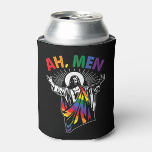 Porta-lata Homens Engraçados LGBT Orgulho gay Jesus Arco-Íris