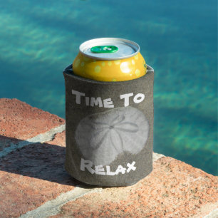 Porta-lata Hora De Relaxar A Férias De Praia De Foto De Dólar