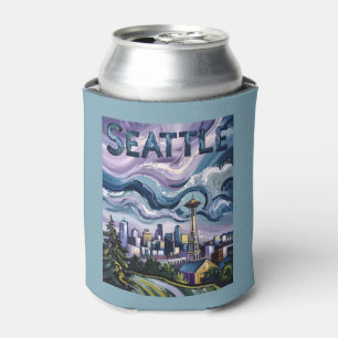 Porta-lata Horizonte de Seattle Estilo Van Gogh Arte de Viage