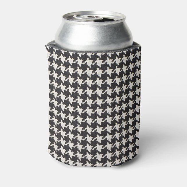 Porta-lata Houndstooth Black White Pattern (Can Back)