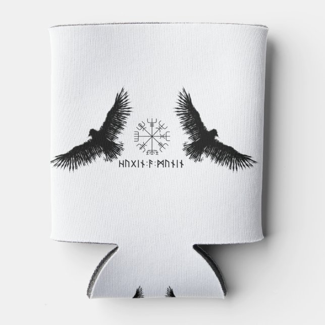 Porta-lata Hugin & Munin | Vegvisir | Odins Raben | schwarz (Frente)