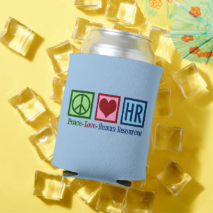 Porta-lata Human Resources Peace Love HR Office Blue