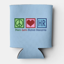 Porta-lata Human Resources Peace Love HR Office Blue