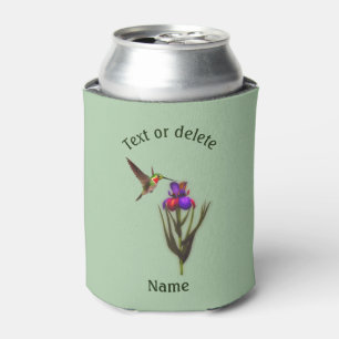 Porta-lata Hummingbird E Iris Flor Personalizado