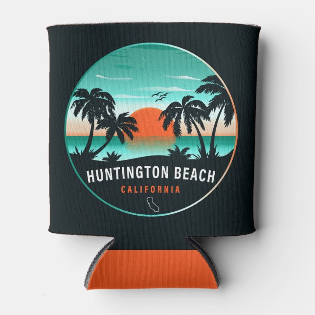 Porta-lata Huntington Beach California Retro Sunset Souvenirs (Frente)