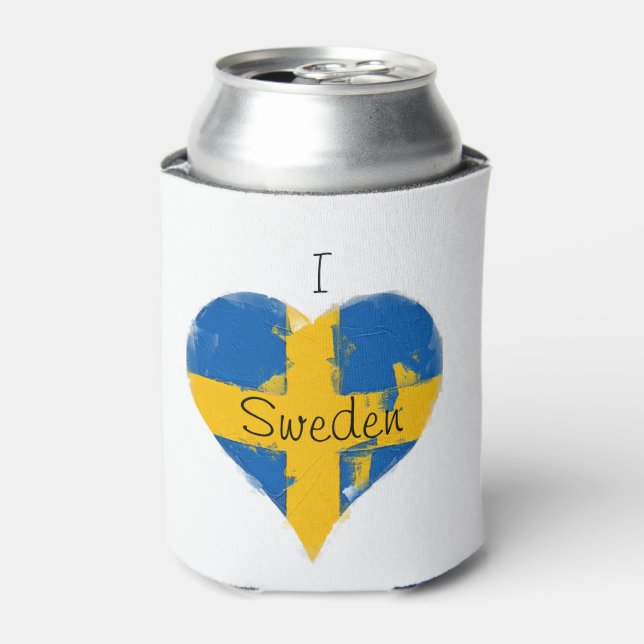 Porta-lata I Heart Suecia Swedish Flag (Can Front)