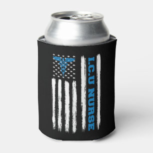 Porta-lata Icu Enfermeira Intensiva Unidade Americana Flag Pa