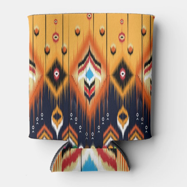 Porta-lata Ikat, padrão etético tribal asteca. (Frente)