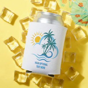 Porta-lata Ilhas Tropicais de Nome e Texto Personalizado