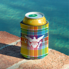 Porta-lata Ilhas Virgens Americanas Madras Pattern & Flag