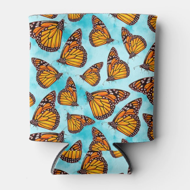 Porta-lata Ilustração da Borboleta Monarch em Nuvens (Frente)