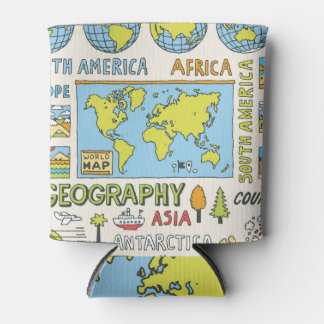 Porta-lata Ilustração da Geografia da Vintagem Desenhada à Mã