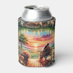Porta-lata Ilustração da Vista do Pátio ao Pôr do Sol Românti