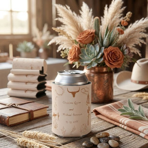 Porta-lata Ilustração de Casamento Boho Western Cowboy