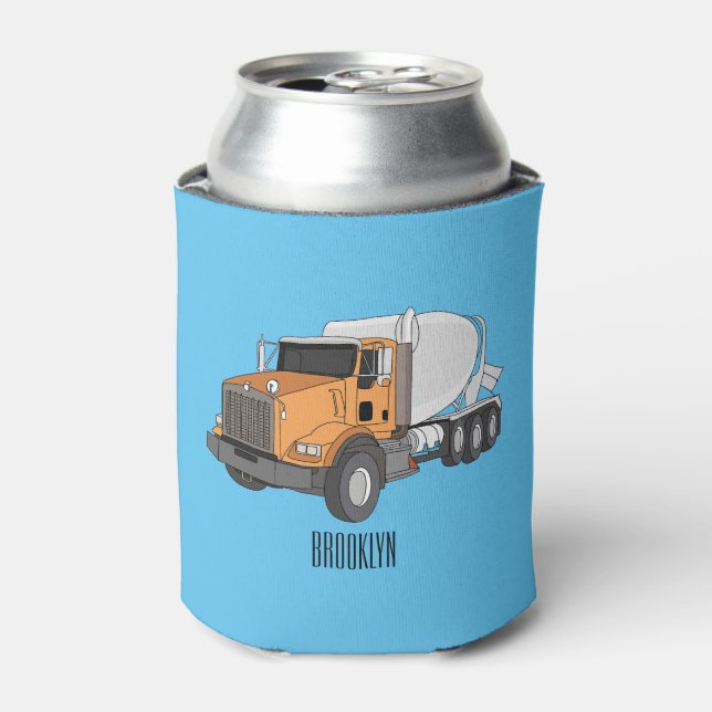 Porta-lata Ilustração de desenho animado de caminhão misturad (Can Front)