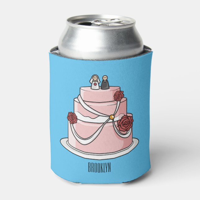 Porta-lata Ilustração de desenho de bolo de casamento (Can Front)