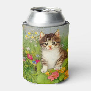 Porta-lata Ilustração de Gato de Sorriso de Vintage