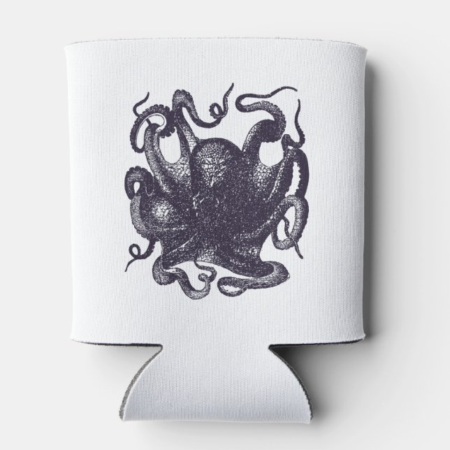 Porta-lata Ilustração de Octopus Vintage (Traseira)