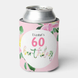 Porta-lata Ilustração Exótica Floral Cor-de-Rosa de Verão em 