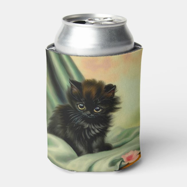 Porta-lata Ilustração Vintage Black Kitten (Can Front)