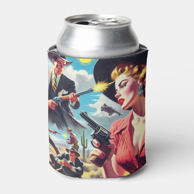 Porta-lata Ilustração Vintage Pulp Western (Can Front)