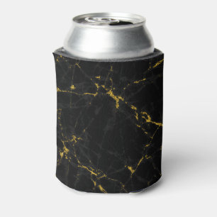 Porta-lata Impressão de Pedra Marble Preto e Dourado