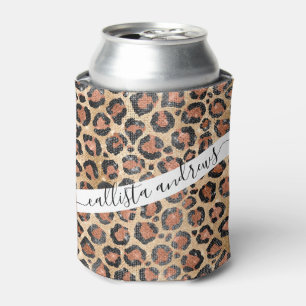 Porta-lata Impressão em animais de leopardo negro Dourado de