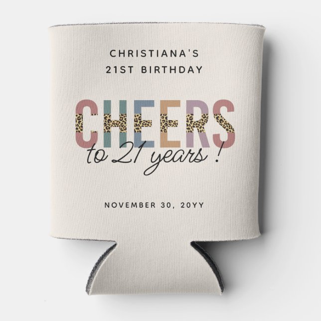 Porta-lata Impressão Leopard de Partido Moderno aniversário d (Frente)