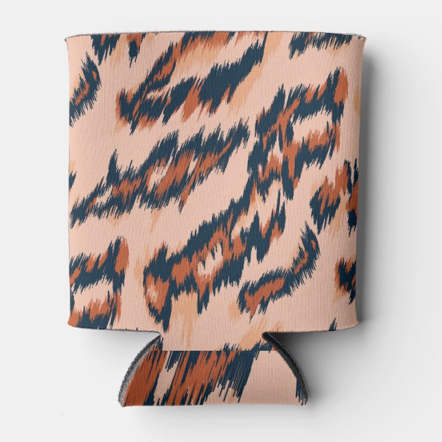 Porta-lata Impressão Leopardo: Design sem costura têxtil. (Frente)