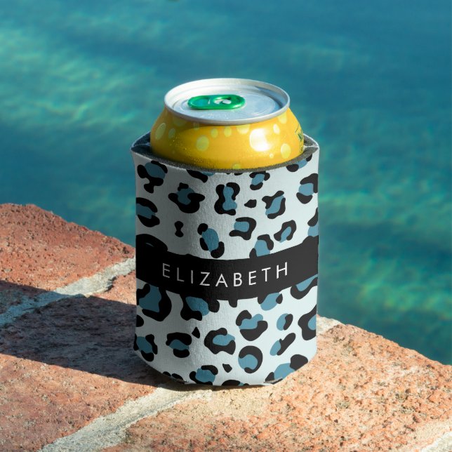 Porta-lata Impressão Leopardo, Manchas, Leopardo Azul, Seu No (Piscina in situ)