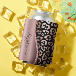 Porta-lata Impressão Leopardo rosa Gold Foil