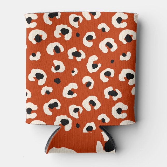 Porta-lata Impressão Na moda de Leopardo Vermelho Vibrante (Frente)