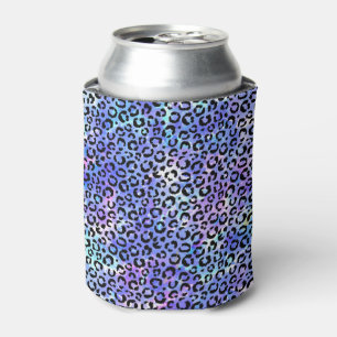Porta-lata Impressão preto do leopardo no fundo azul da