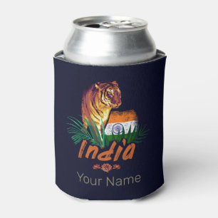 Porta-lata Índia Tigre Antigo Com Bandeira Souvenir Lótus Ret