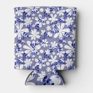 Porta-lata Indigo tradicional: plantas azuis sem costura.
