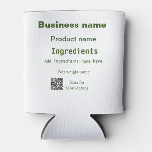 Porta-lata Ingredientes adicionam nome do produto ponderador 